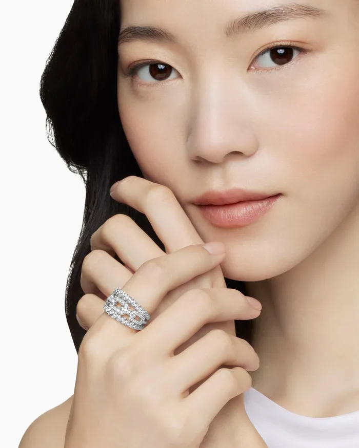 Stax Three Row Ring In 18K White Gold With Diamonds 14mm Women David Yurman Statement Stax Three Row Ring In 18K White Gold With Diamonds 14mm Women David Yurman Statement