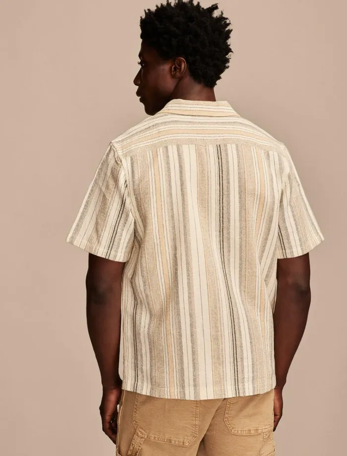 Stripe Short Sleeve Camp Collar Shirt Cream Multi Men Lucky Brand ButtonDowns