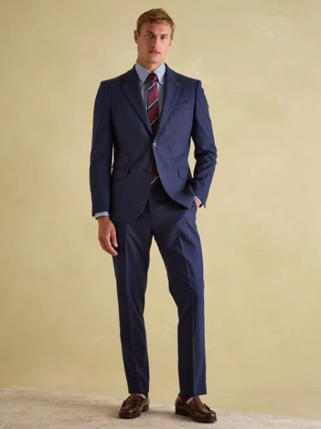 Suits and Tailoring Men Joules Blue Slim Fit Flannel Suit Jacket