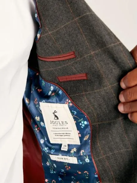 Suits and Tailoring Men Joules Green Window Pane Check Slim Fit Suit Jacket