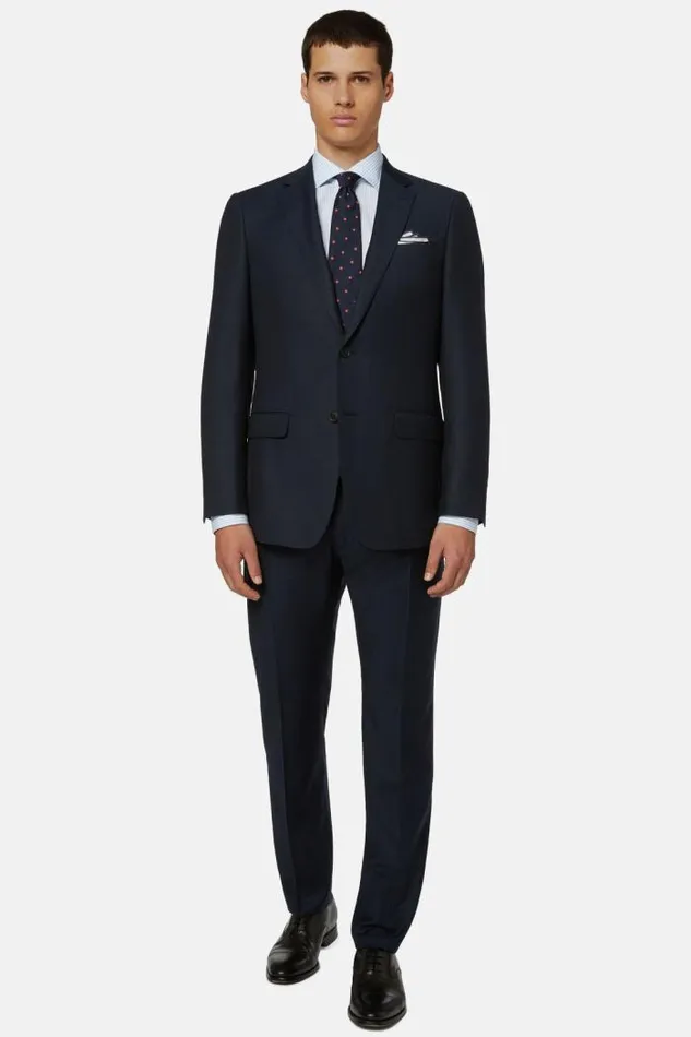 Suits Men Boggi Milano Blue Pure Wool Suit Navy Blue