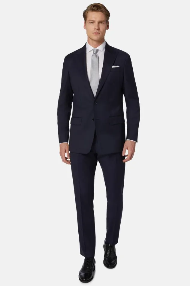 Suits Men Boggi Milano Navy Structured Stretch Wool Suit Navy Blue