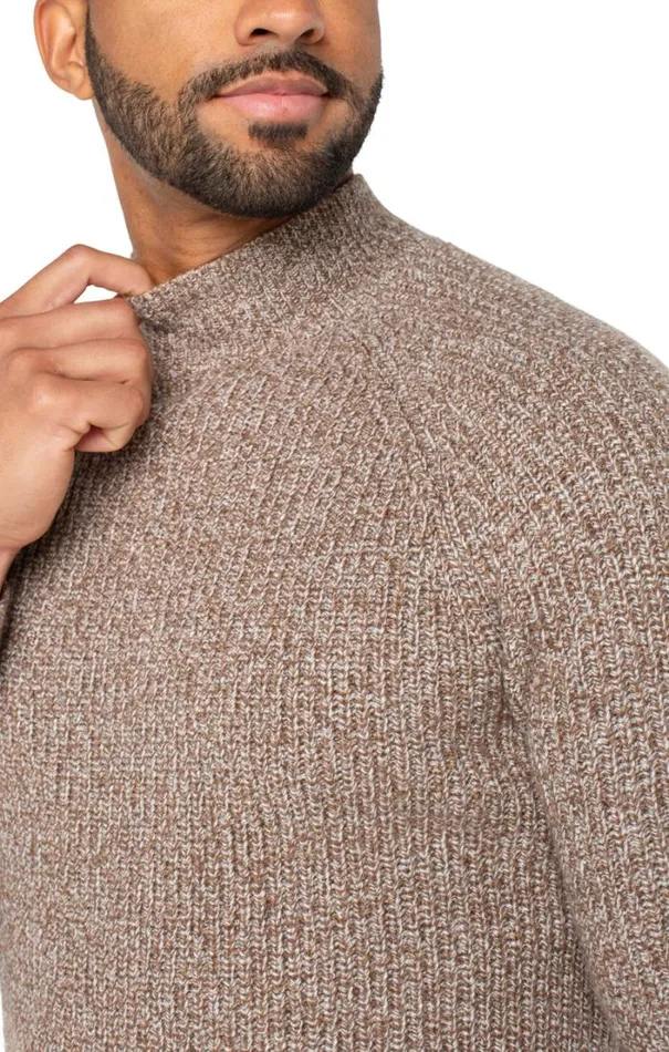 SWEATERS Men Liverpool Los Angeles SHAKER STITCH MOCK NECK SWEATER Chestnut Multi