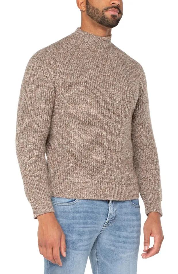 SWEATERS Men Liverpool Los Angeles SHAKER STITCH MOCK NECK SWEATER Chestnut Multi