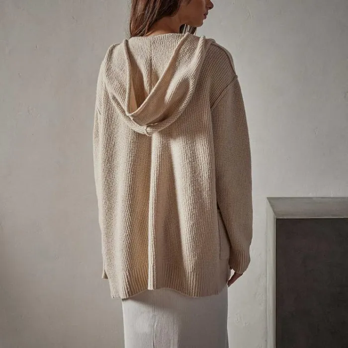 Sweaters Women James Perse Cotton Wool Thermal Cardigan Oatmilk