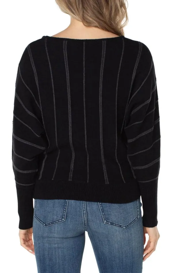 SWEATERS Women Liverpool Los Angeles LONG SLEEVE DOLMAN SWEATER WITH STRIPE Black