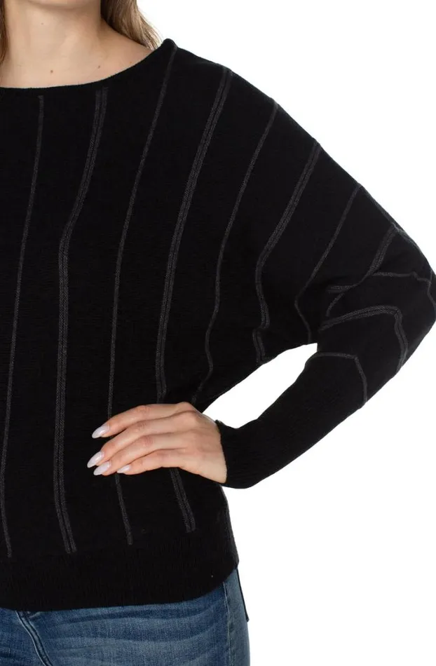 SWEATERS Women Liverpool Los Angeles LONG SLEEVE DOLMAN SWEATER WITH STRIPE Black
