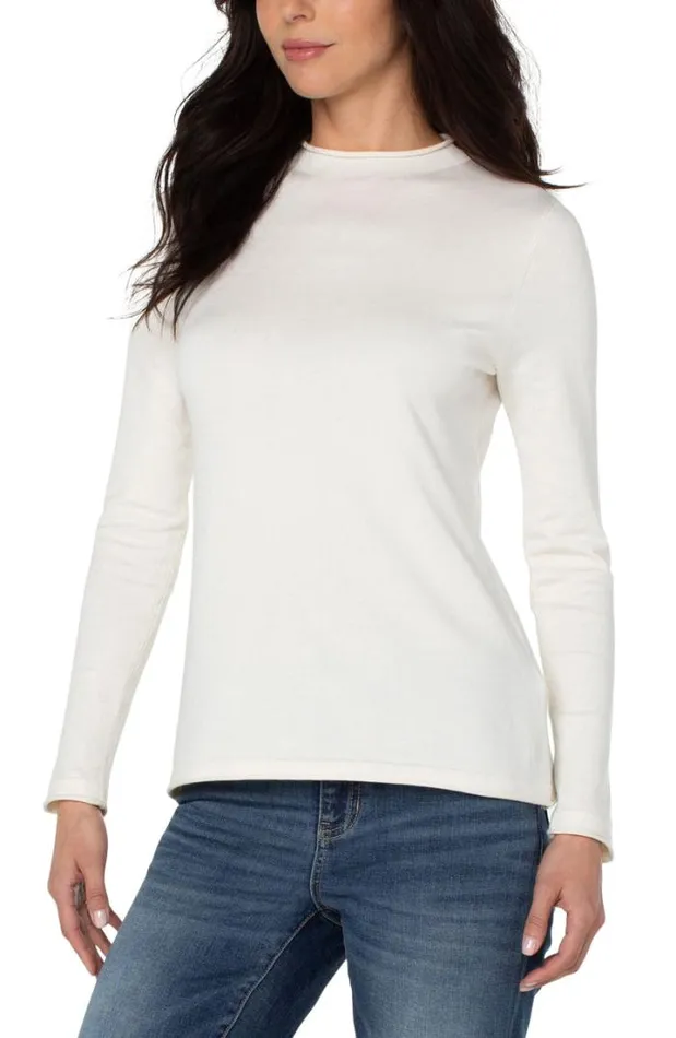 SWEATERS Women Liverpool Los Angeles MOCK NECK ROLLED HEM LONG SLEEVE SWEATER Winter White SWEATERS Women Liverpool Los Angeles MOCK NECK ROLLED HEM LONG SLEEVE SWEATER Winter White