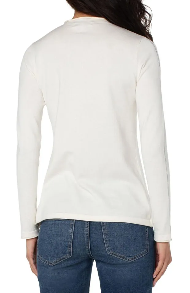 SWEATERS Women Liverpool Los Angeles MOCK NECK ROLLED HEM LONG SLEEVE SWEATER Winter White