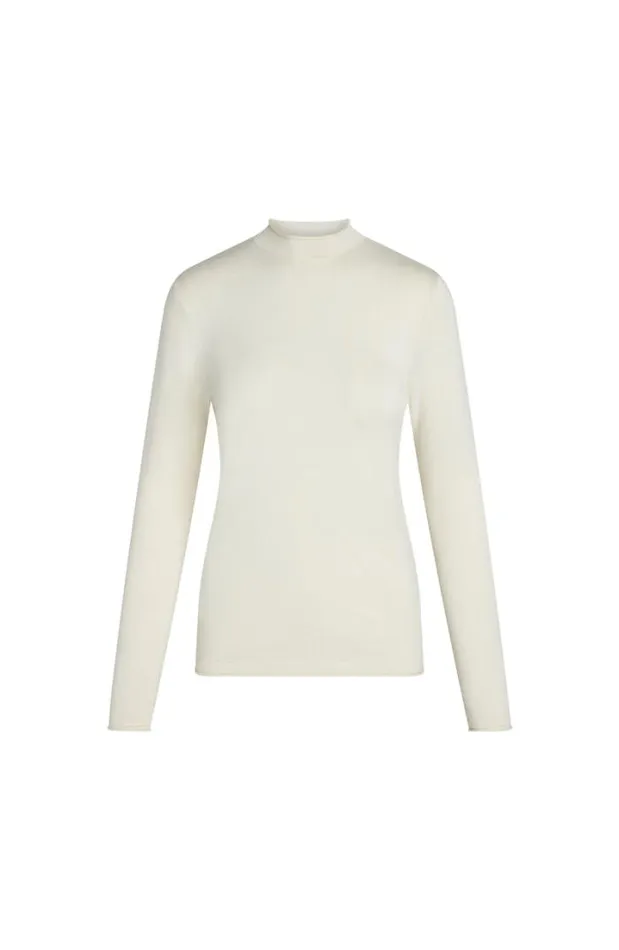 SWEATERS Women Liverpool Los Angeles MOCK NECK ROLLED HEM LONG SLEEVE SWEATER Winter White