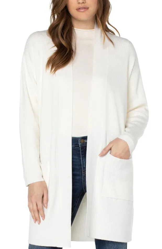SWEATERS Women Liverpool Los Angeles OPEN FRONT CARDIGAN SWEATER Porcelain