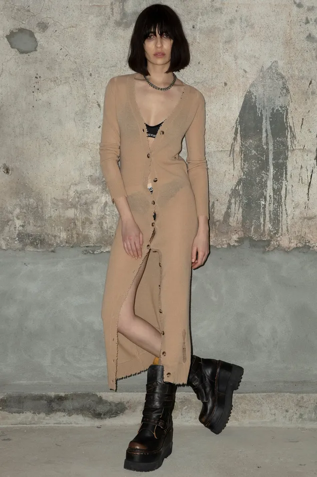 Sweaters Women Long Skinny Cashmere Cardigan 8211 Camel R13