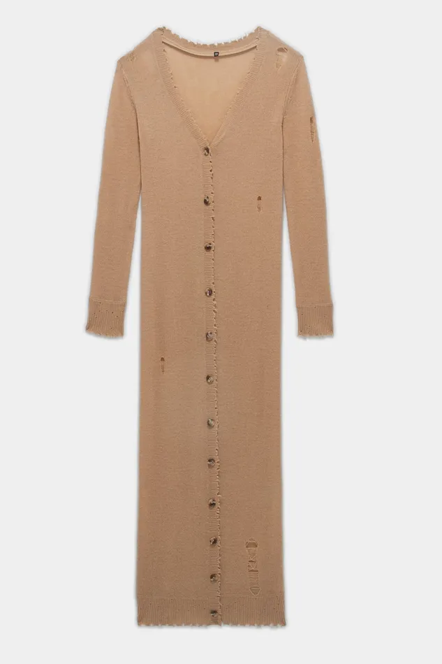 Sweaters Women Long Skinny Cashmere Cardigan 8211 Camel R13