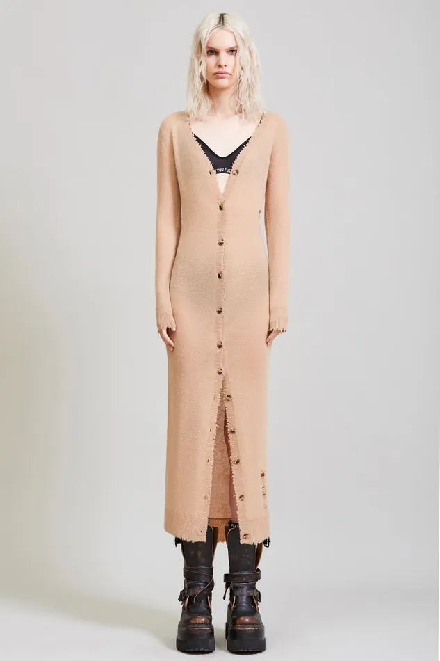 Sweaters Women Long Skinny Cashmere Cardigan 8211 Camel R13