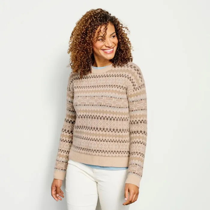 Sweaters Women Orvis Woodland Fair Isle Crew Sweater Natural Multi