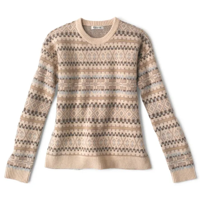 Sweaters Women Orvis Woodland Fair Isle Crew Sweater Natural Multi