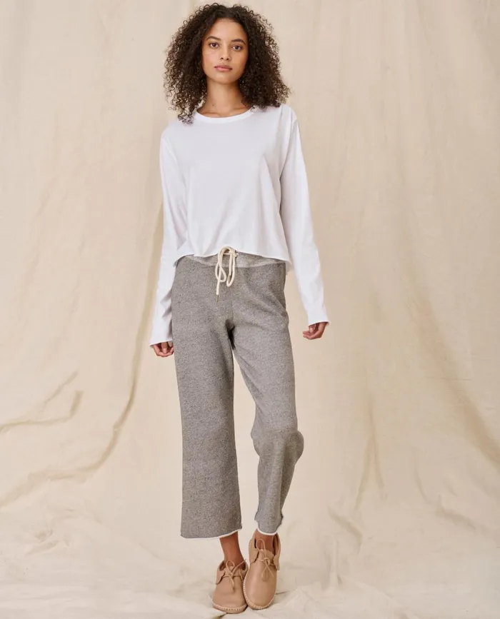 Sweatpants Women The Great The Wide Leg Cropped Sweatpant Varsity Grey