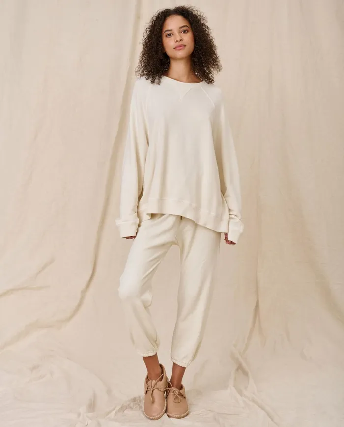 Sweatshirts Women The Great The Slouch Sweatshirt Washed White Sweatshirts Women The Great The Slouch Sweatshirt Washed White
