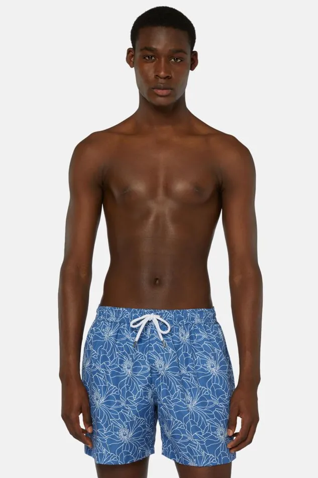 Swim Shorts Men Boggi Milano Floral Print Swimsuit Blue