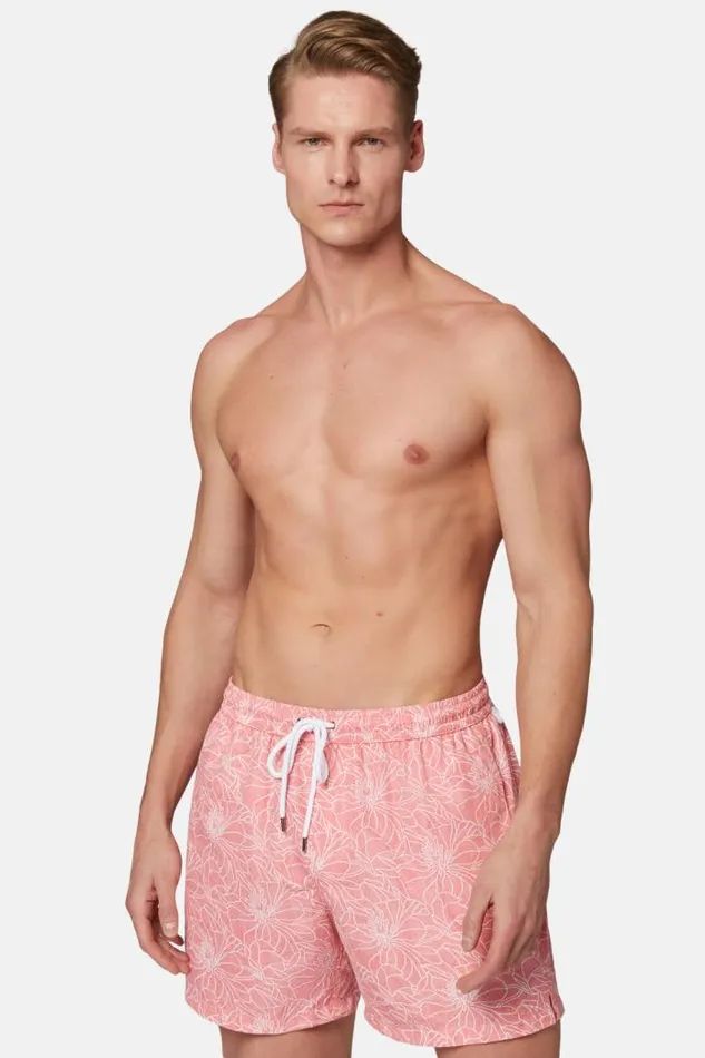 Swim Shorts Men Boggi Milano Floral Print Swimsuit Pink