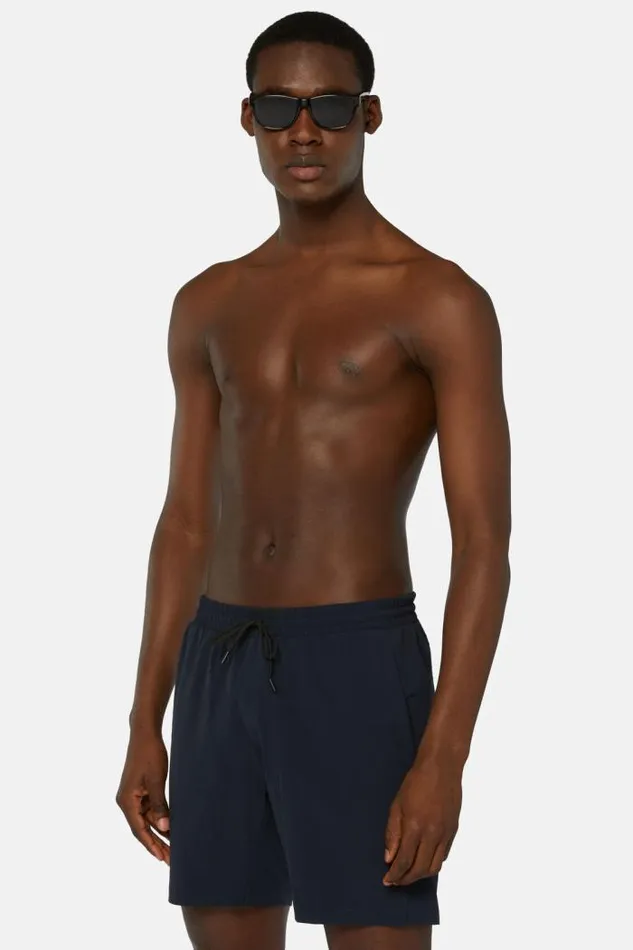 Swim Shorts Men Boggi Milano Stretch Cotton Suit Navy Blue