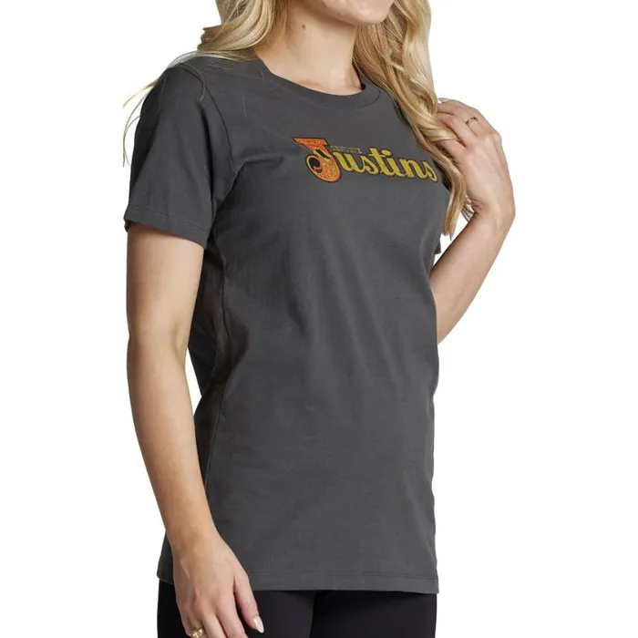 TShirts and Tops Women Justin Boots Justin Original Logo Tee Charcoal 040grey041