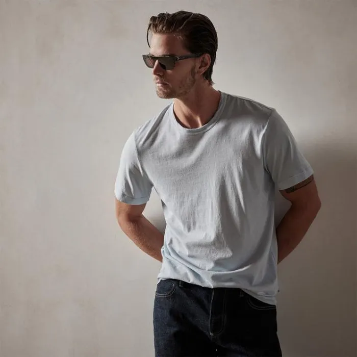 TShirts Men James Perse Short Sleeve Crew Neck Baby Blue Pigment