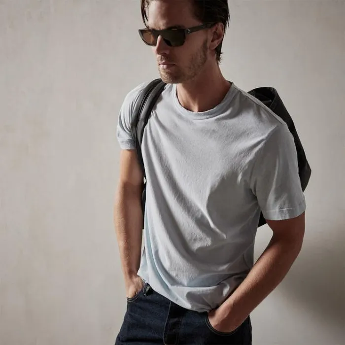 TShirts Men James Perse Short Sleeve Crew Neck Baby Blue Pigment