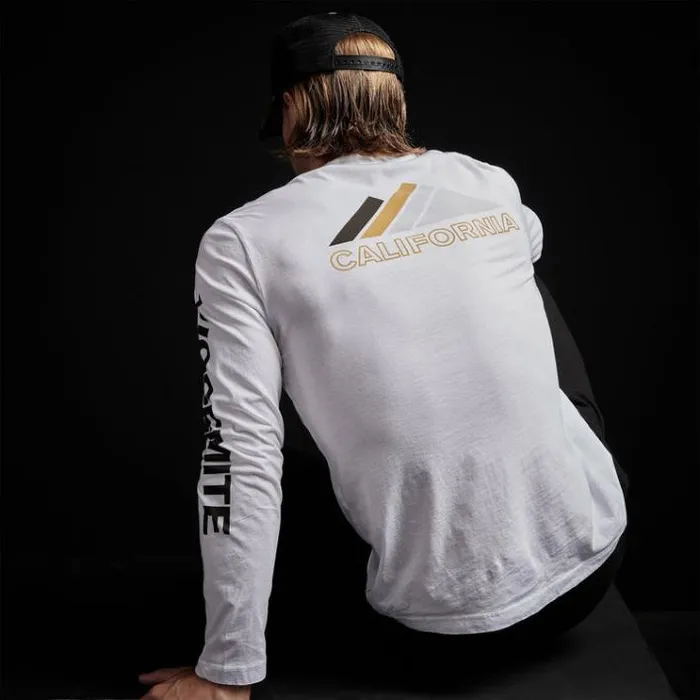 TShirts Men James Perse YOSEMITE Mountain Long Sleeve Crew Neck White