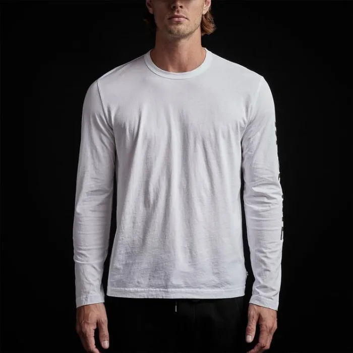 TShirts Men James Perse YOSEMITE Mountain Long Sleeve Crew Neck White