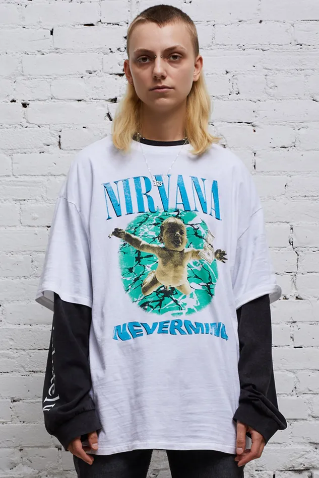 TShirts R13 Women Nirvana Nevermind Album Cover Oversized T Shirt 8211 Ecru
