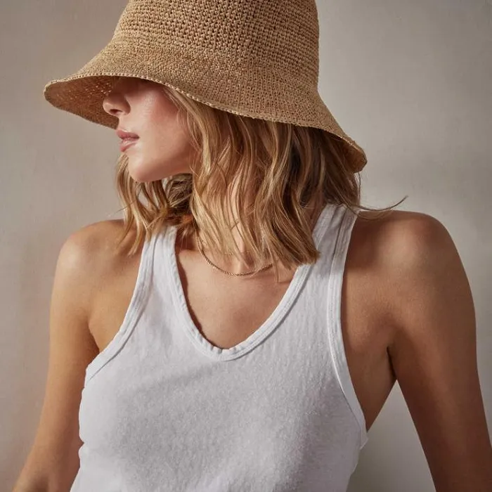 Tanks Women James Perse Cut Away Racer Back Tank White