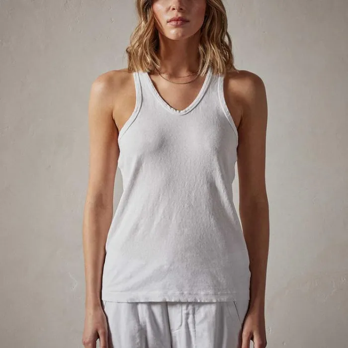 Tanks Women James Perse Cut Away Racer Back Tank White