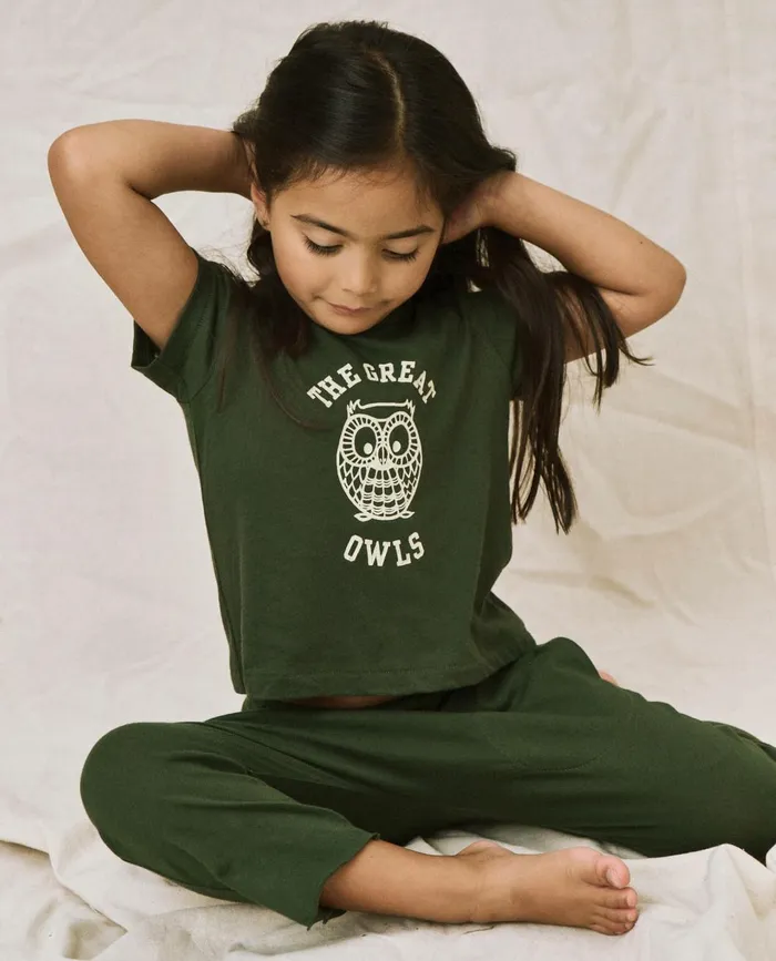 Tees and Sweats Kids The Great The Little Boxy Crew Graphic Dark Forest With Owl Graphic Tees and Sweats Kids The Great The Little Boxy Crew Graphic Dark Forest With Owl Graphic