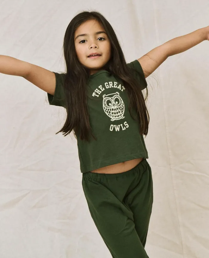 Tees and Sweats Kids The Great The Little Boxy Crew Graphic Dark Forest With Owl Graphic