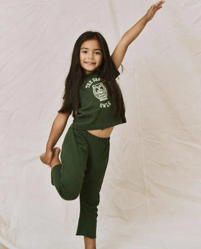 Tees and Sweats Kids The Great The Little Boxy Crew Graphic Dark Forest With Owl Graphic