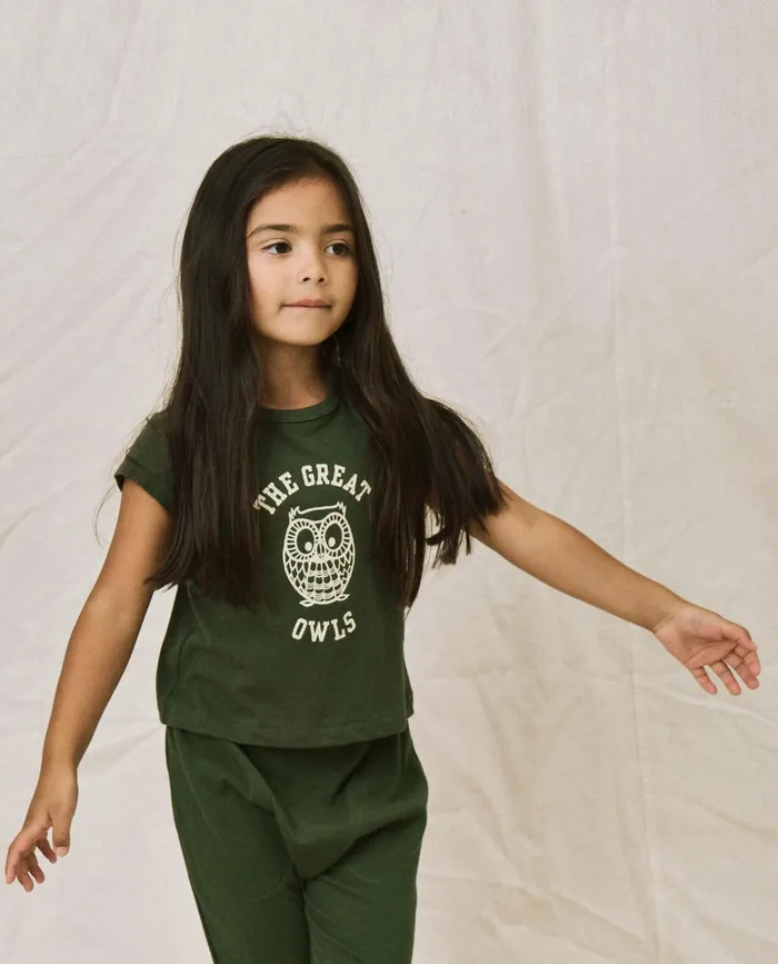 Tees and Sweats Kids The Great The Little Boxy Crew Graphic Dark Forest With Owl Graphic