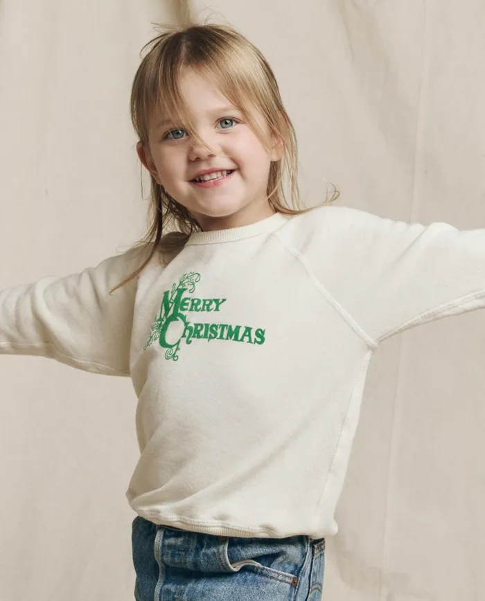 Tees and Sweats Kids The Great The Little College Sweatshirt Graphic Washed White With Merry Chri Tees and Sweats Kids The Great The Little College Sweatshirt Graphic Washed White With Merry Chri