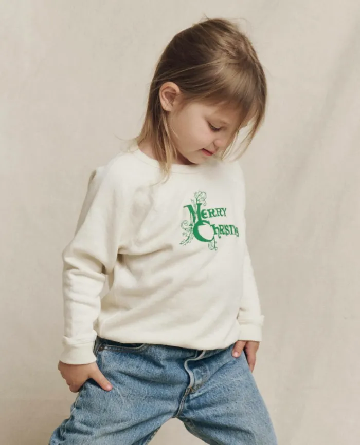 Tees and Sweats Kids The Great The Little College Sweatshirt Graphic Washed White With Merry Chri