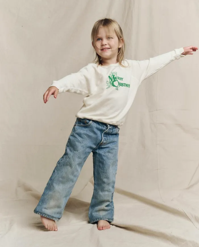 Tees and Sweats Kids The Great The Little College Sweatshirt Graphic Washed White With Merry Chri