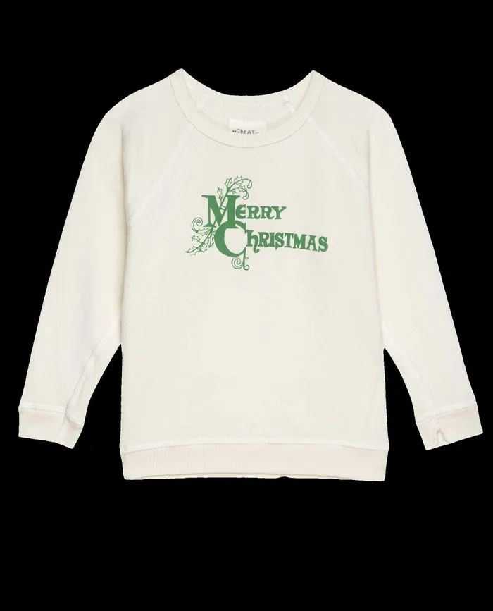Tees and Sweats Kids The Great The Little College Sweatshirt Graphic Washed White With Merry Chri
