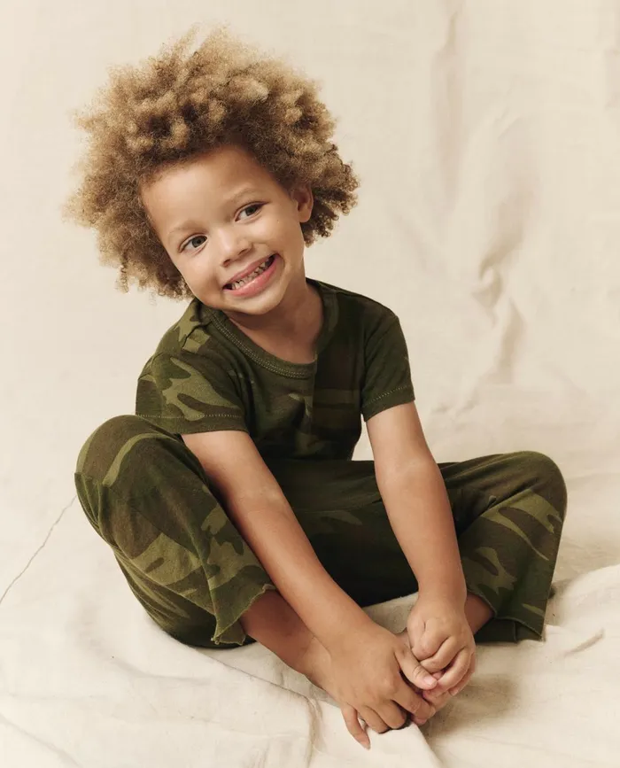 Tees and Sweats Kids The Great The Little Jersey Crop Solid Deep Woods Camo