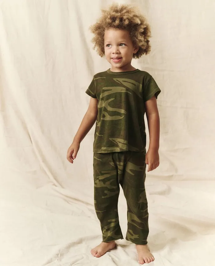 Tees and Sweats Kids The Great The Little Jersey Crop Solid Deep Woods Camo