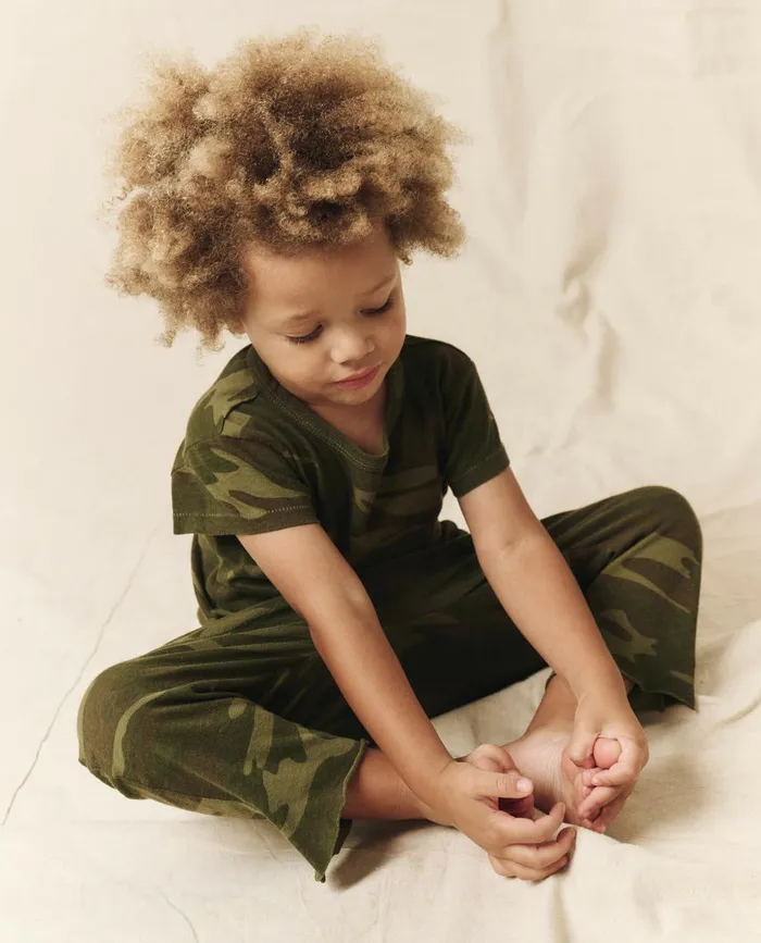 Tees and Sweats Kids The Great The Little Jersey Crop Solid Deep Woods Camo