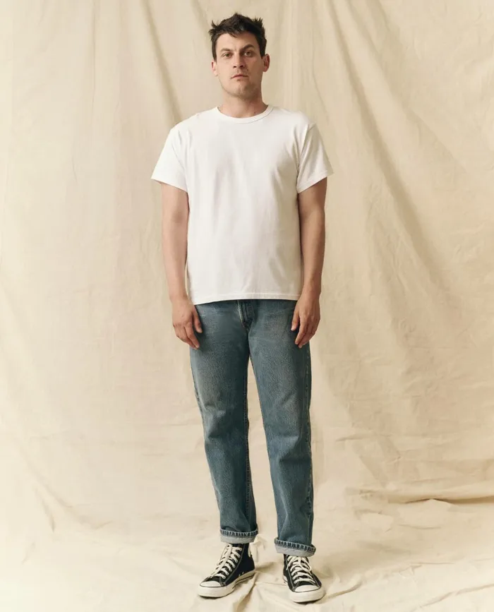 Tees and Sweats Men The Great The Men039s Pure Knits Boxy Crew Solid True White