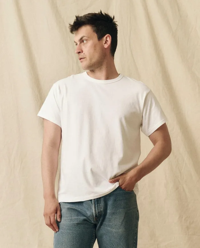 Tees and Sweats Men The Great The Men039s Pure Knits Boxy Crew Solid True White