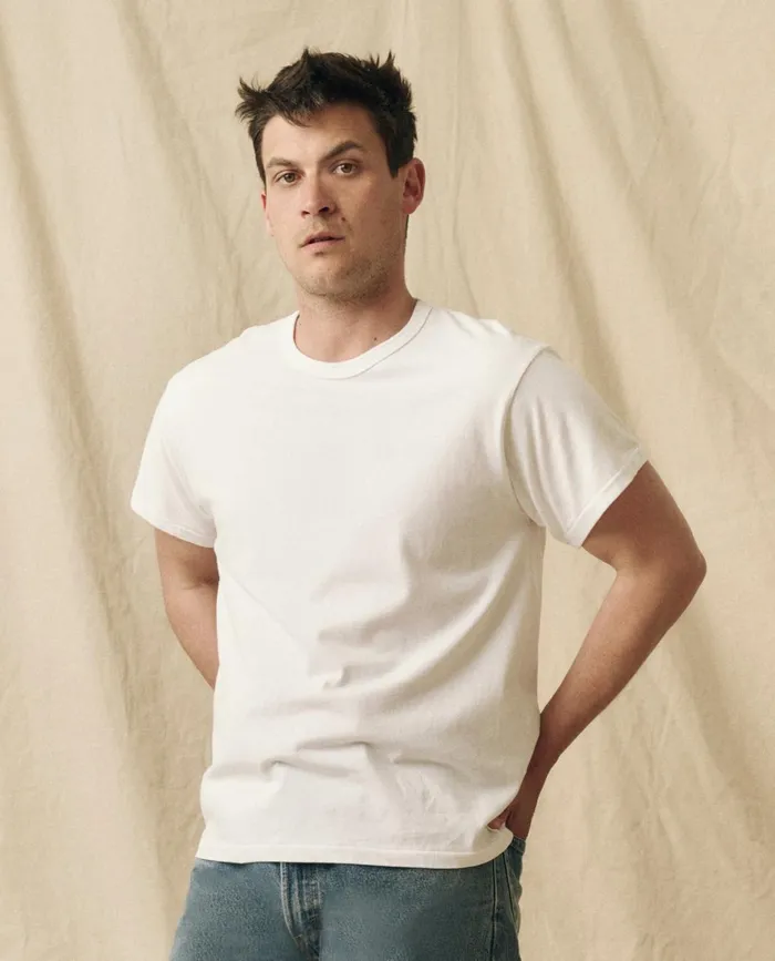 Tees and Sweats Men The Great The Men039s Pure Knits Boxy Crew Solid True White