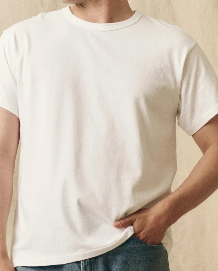 Tees and Sweats Men The Great The Men039s Pure Knits Boxy Crew Solid True White
