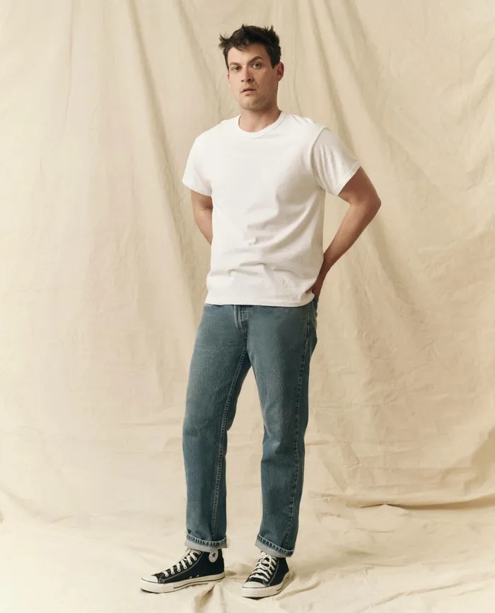 Tees and Sweats Men The Great The Men039s Pure Knits Boxy Crew Solid True White