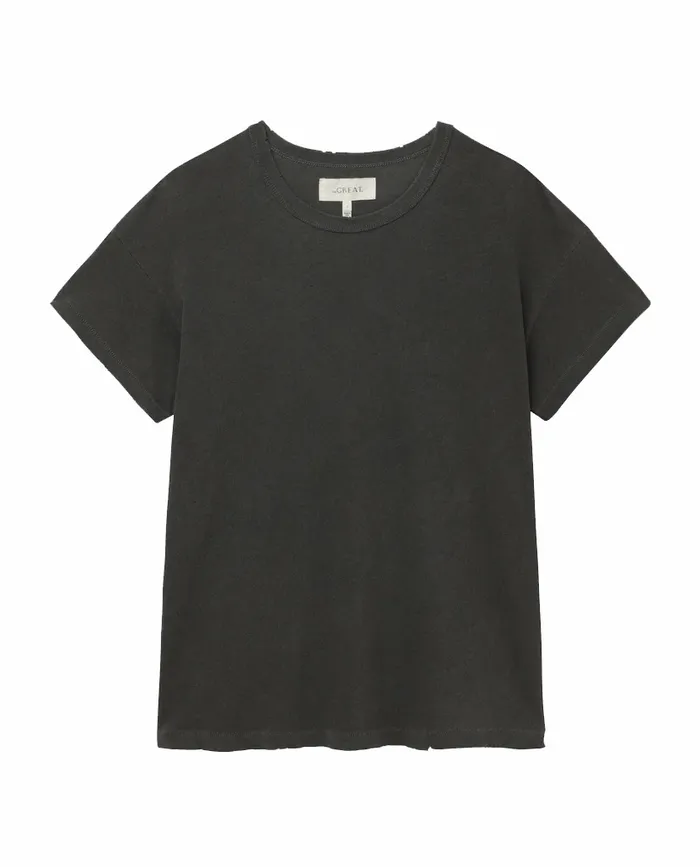 Tees Women The Great The Boxy Crew Washed Black Tees Women The Great The Boxy Crew Washed Black